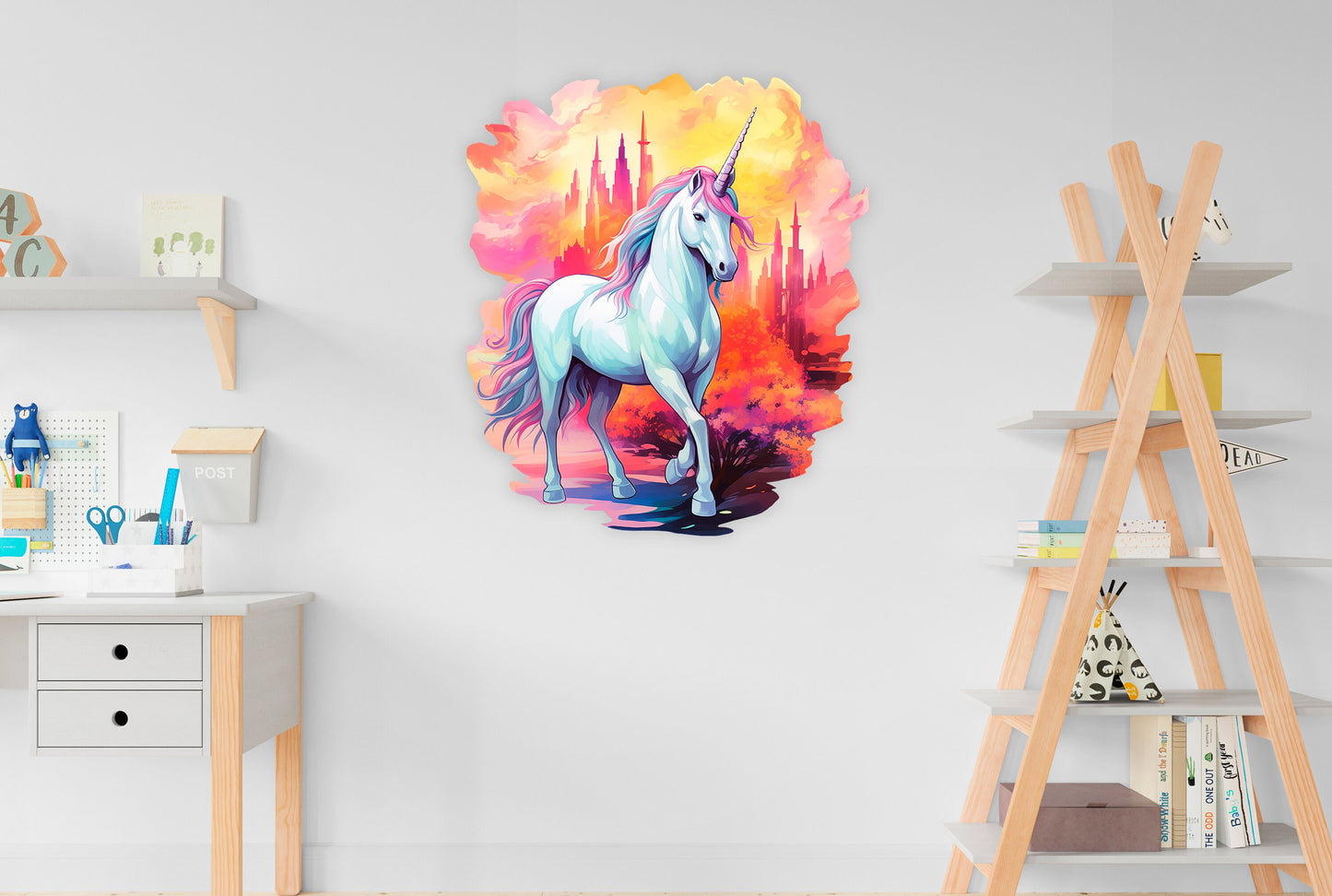 3D Wall Sticker Unicorn, Nursery Wall Decal, Unicorn Wall Sticker, Fairy Wall Decor, Nursery Decoration, Removable Wall Stickers E25