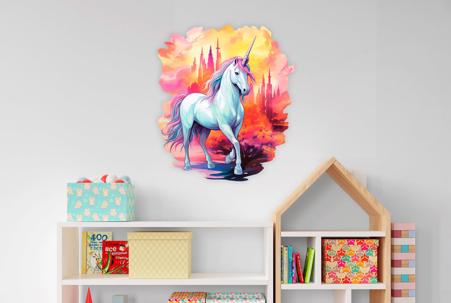 3D Wall Sticker Unicorn, Nursery Wall Decal, Unicorn Wall Sticker, Fairy Wall Decor, Nursery Decoration, Removable Wall Stickers E25