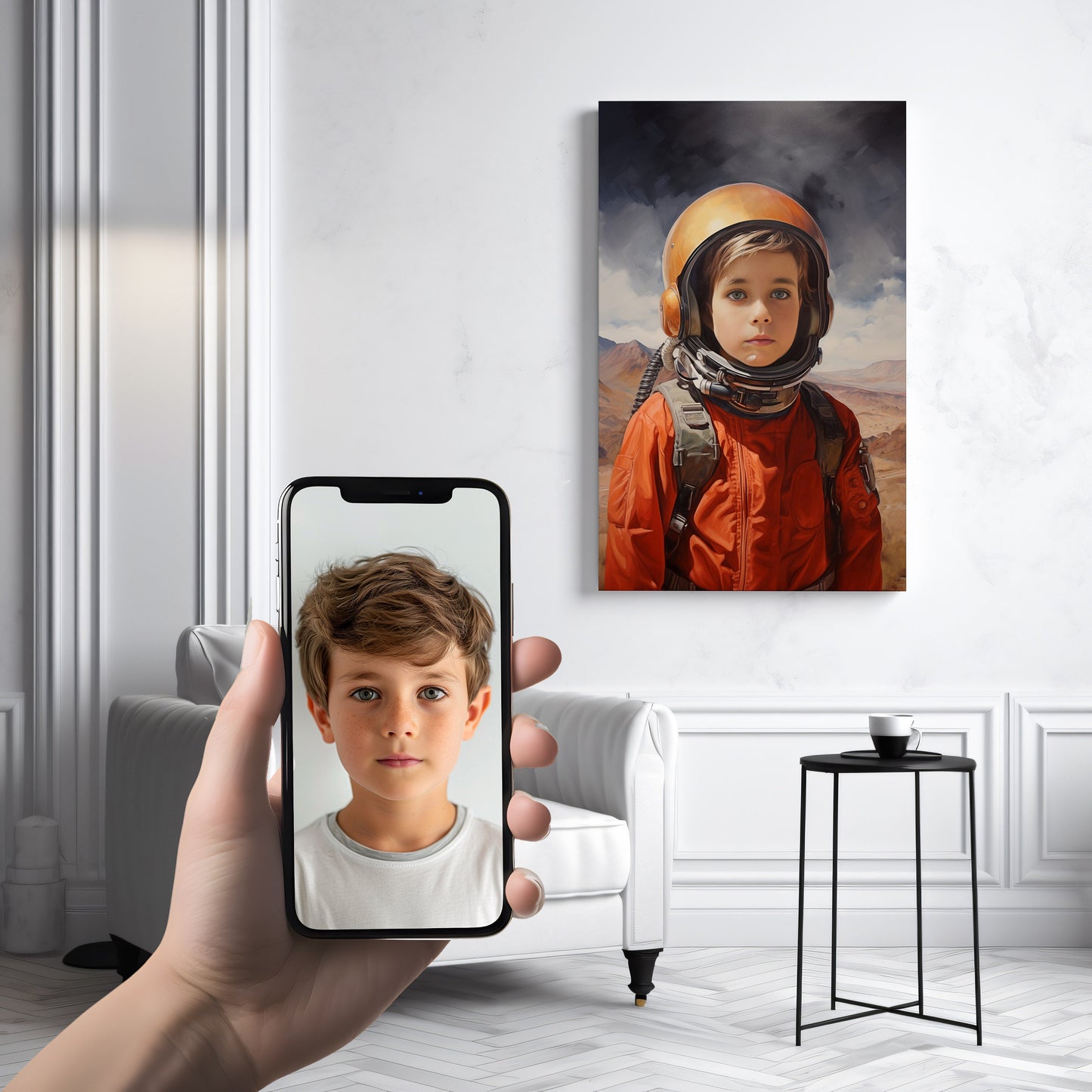 Astronaut With Alien Portrait, Face Swap, Spacesuit Portrait From Photo, Kids Portrait, Portraits For Boys and Girls, Space Canvas & Poster