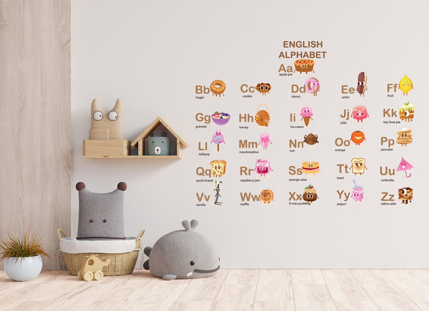 Alphabet Wall Stickers Educational Easy Phonics Learning Peel & Stick Decals for Kids’ Bedroom, Nursery, Playroom