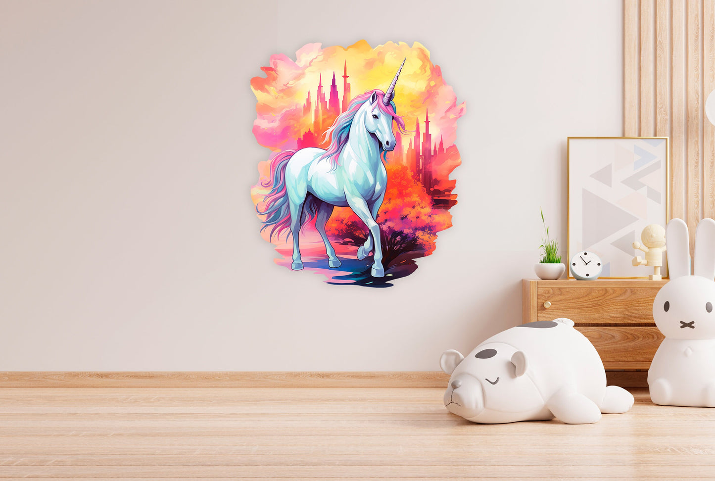 3D Wall Sticker Unicorn, Nursery Wall Decal, Unicorn Wall Sticker, Fairy Wall Decor, Nursery Decoration, Removable Wall Stickers E25