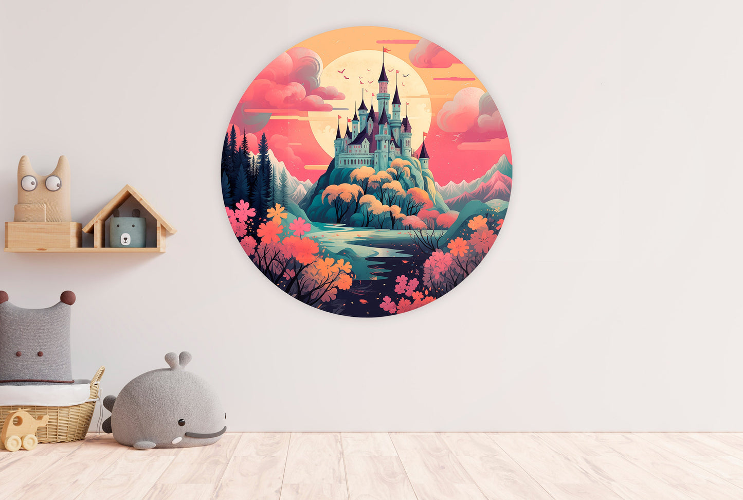 Autumn Castle Wall Sticker, Castle Wall Decal, Nursery Decor, Watercolour Wall Art, Kids Room Decor, Removable Wall Stickers D18