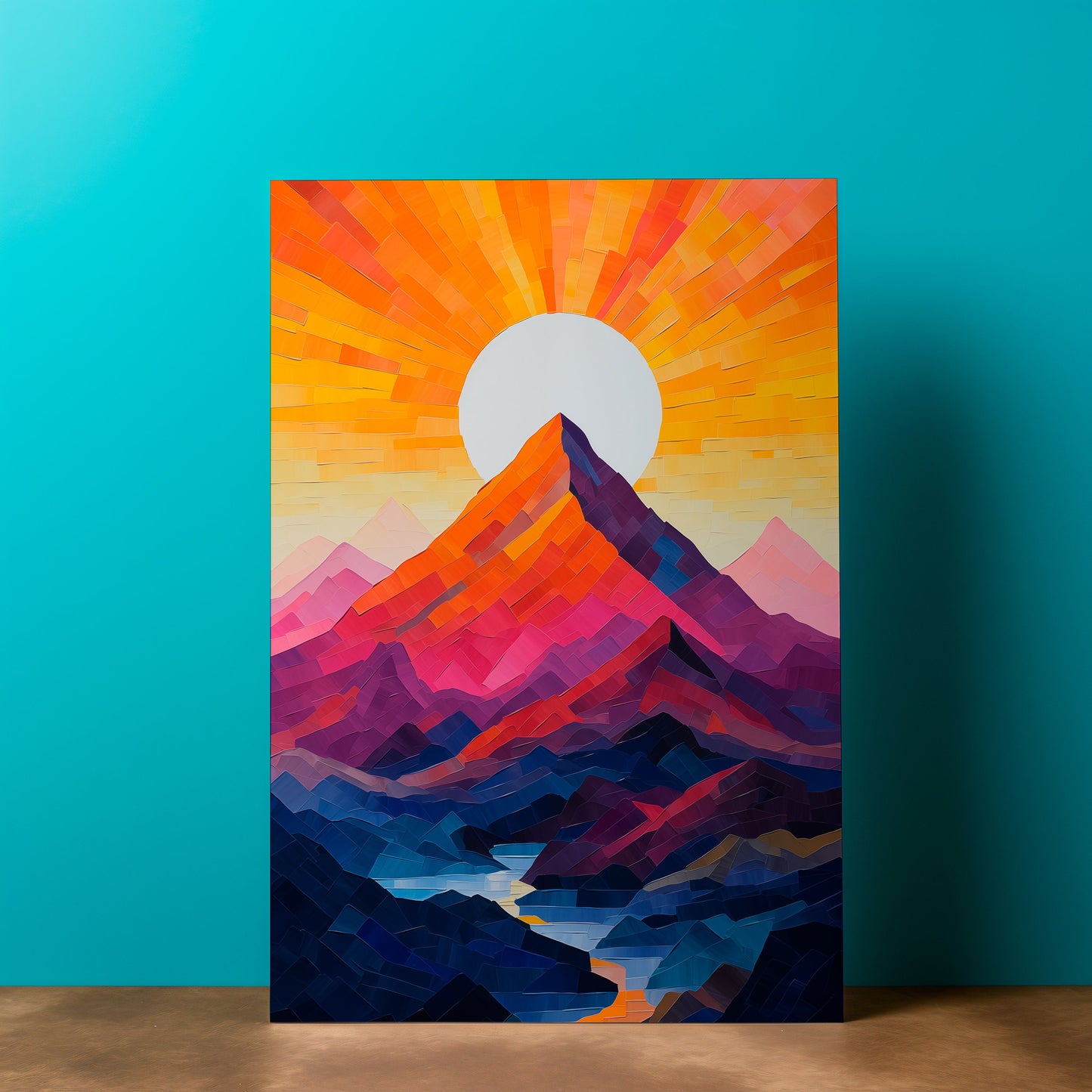 Abstract Mountain Artwork, Colourful Wall Art, Vibrant Mount Canvas, Landscape, Mountain Wall Decor, Mountain Poster, Nature Wall Art B88