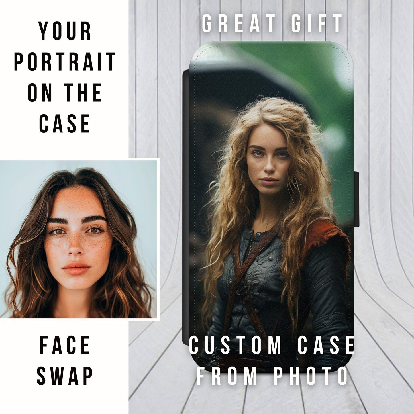 Custom Phone Case, Viking Portrait from Photo, Personalized Phone Case For Iphone & Samsung, Gift for Her, Fantasy Personalized Phone Case