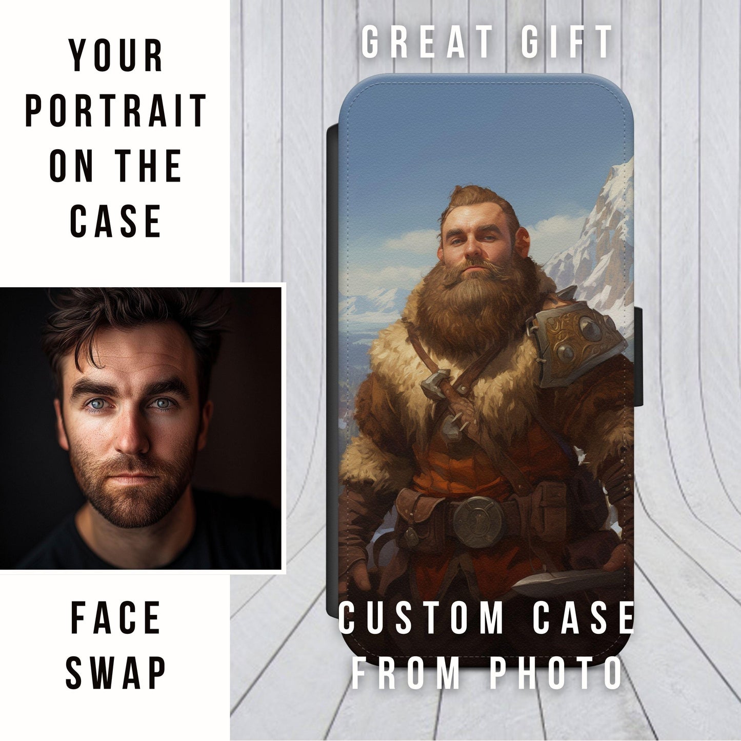 Custom Phone Case For iPhone & Samsung, Fantasy Dwarf Gnome Art, Phone Case from Photo, Personalized Portrait on Phone Case