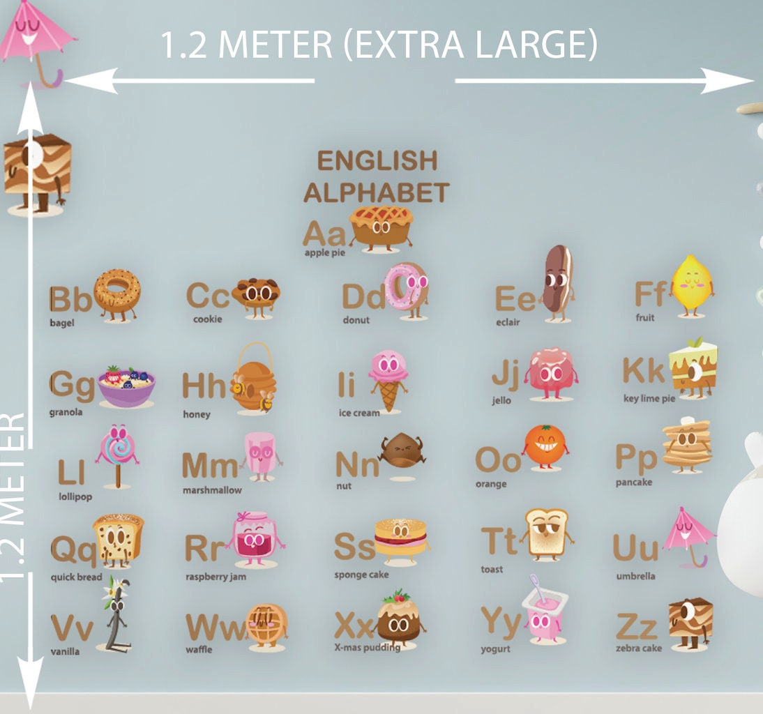 Alphabet Wall Stickers Educational Easy Phonics Learning Peel & Stick Decals for Kids’ Bedroom, Nursery, Playroom