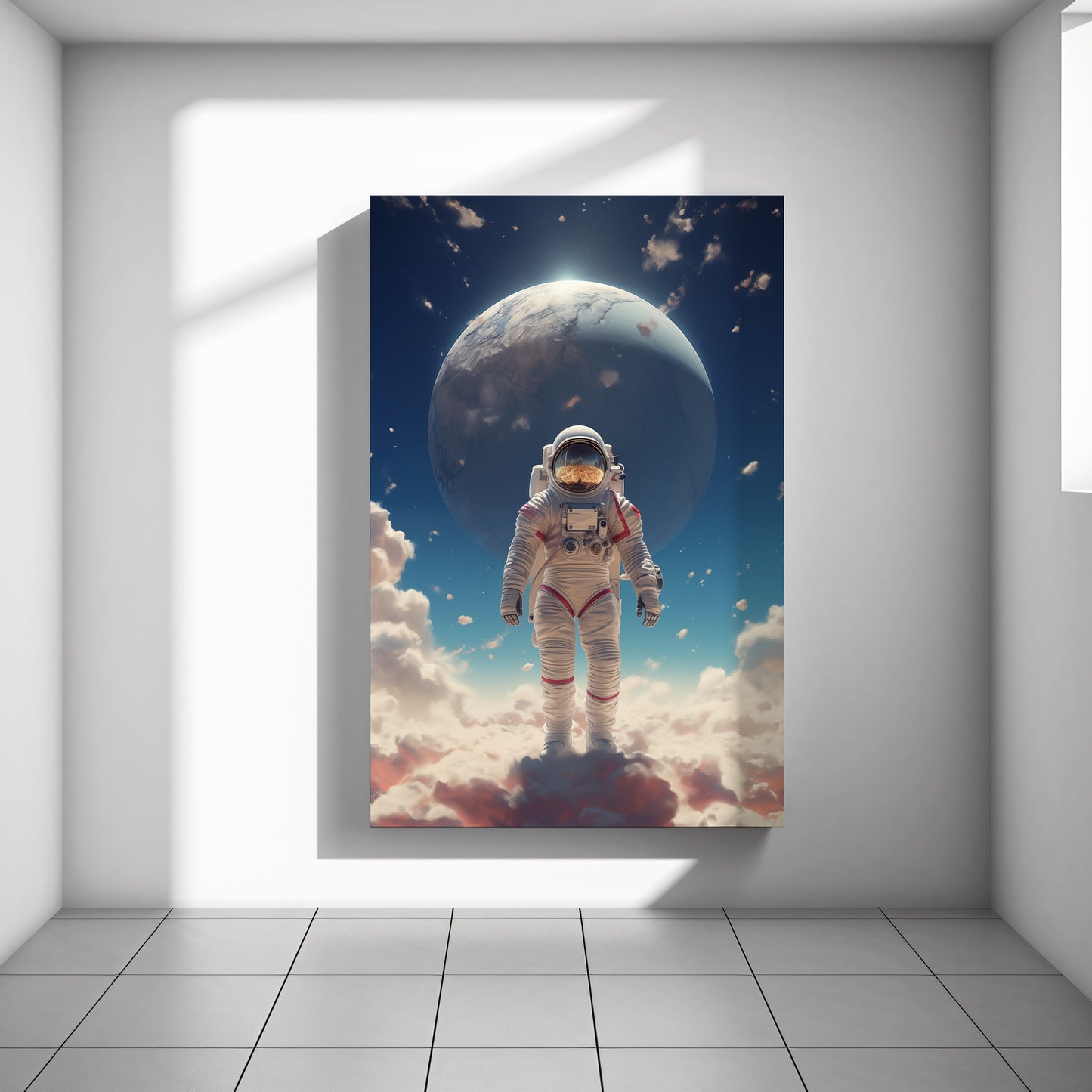 Astronaut on a Planet Background, Space, Huge Canvas Home Decor, Astronaut Painting, Space Poster, Astronaut Modern Art, Space Canvas H32