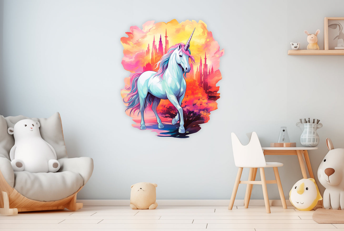 3D Wall Sticker Unicorn, Nursery Wall Decal, Unicorn Wall Sticker, Fairy Wall Decor, Nursery Decoration, Removable Wall Stickers E25