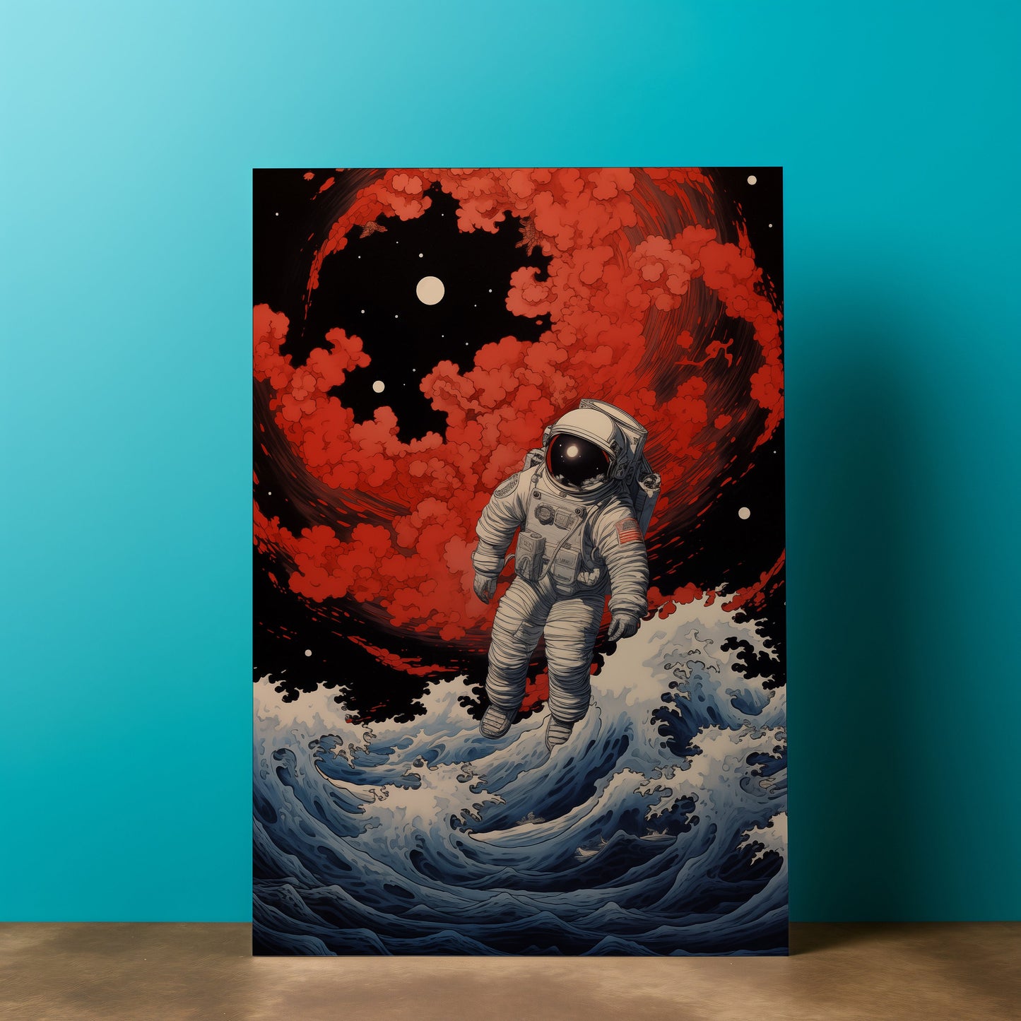 Astronaut Japanese style, Ukiyo-e Art, Huge Canvas Home Decor, Astronaut Painting, Space Poster, Astronaut Modern Art, Astronomy Poster H38