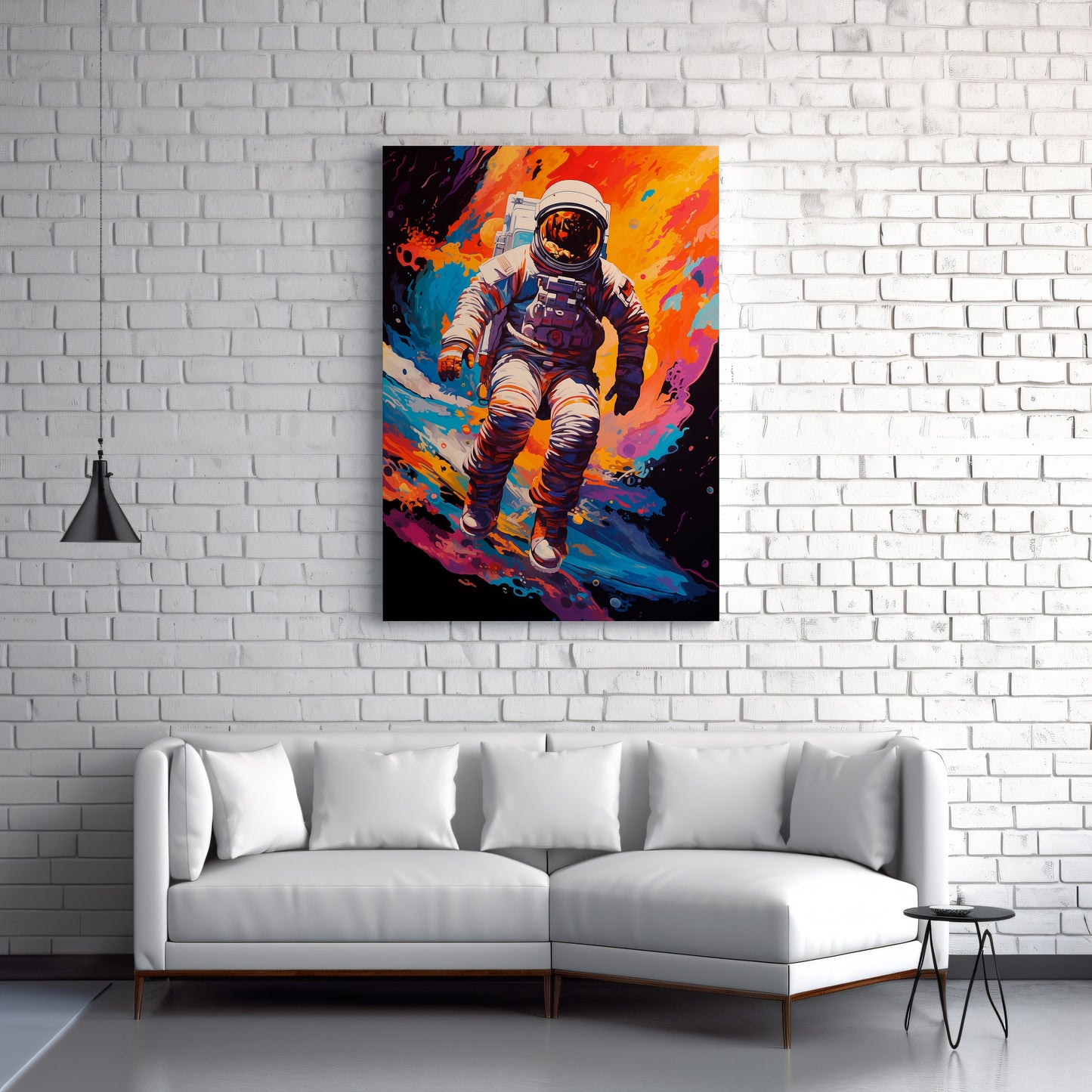 Astronaut Fly In Outer Space, Large Canvas Home Decor, Bright Splashes of Paint, Astronaut Poster, Space Poster, Astronaut Wall Art H48