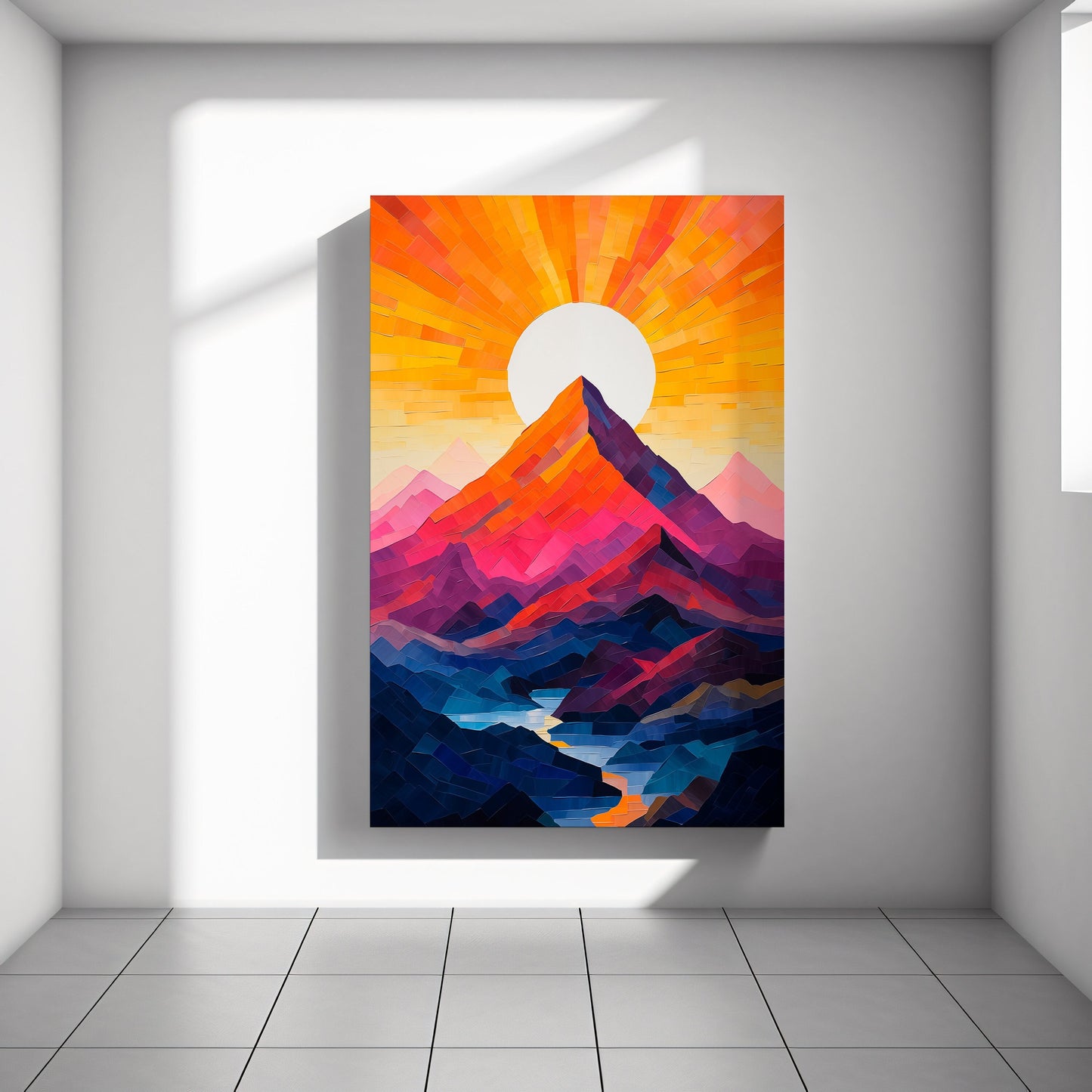 Abstract Mountain Artwork, Colourful Wall Art, Vibrant Mount Canvas, Landscape, Mountain Wall Decor, Mountain Poster, Nature Wall Art B88