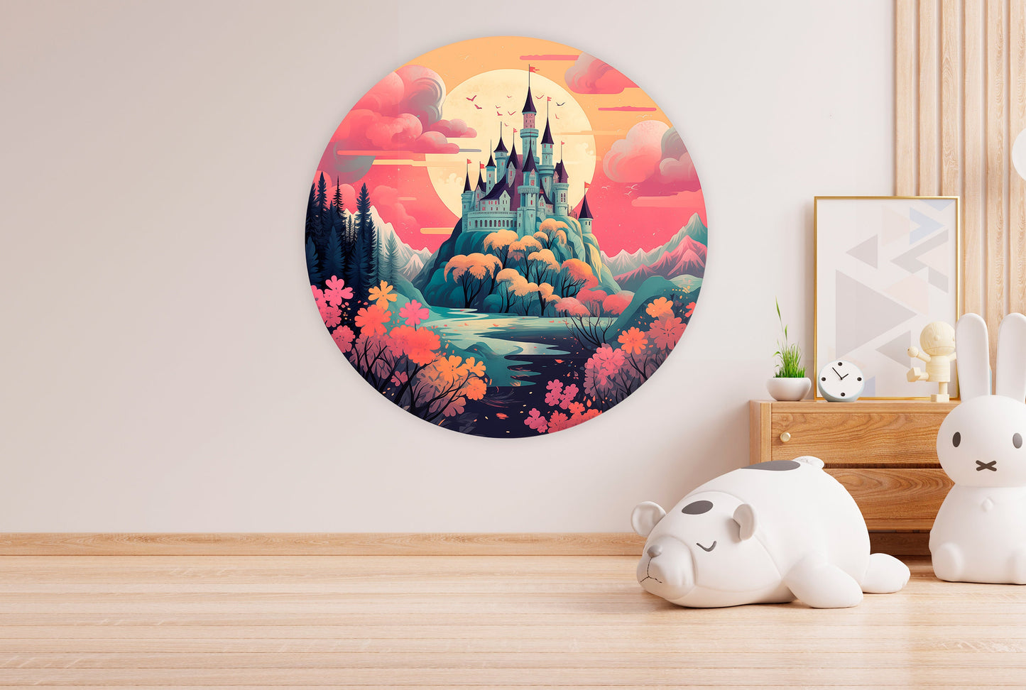 Autumn Castle Wall Sticker, Castle Wall Decal, Nursery Decor, Watercolour Wall Art, Kids Room Decor, Removable Wall Stickers D18