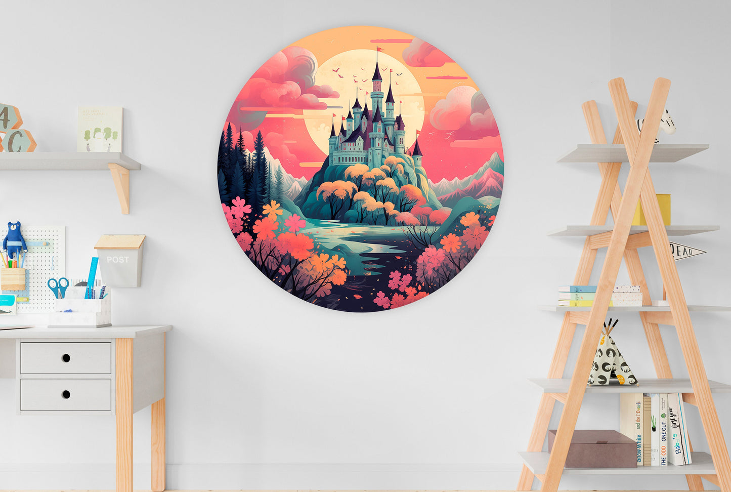 Autumn Castle Wall Sticker, Castle Wall Decal, Nursery Decor, Watercolour Wall Art, Kids Room Decor, Removable Wall Stickers D18