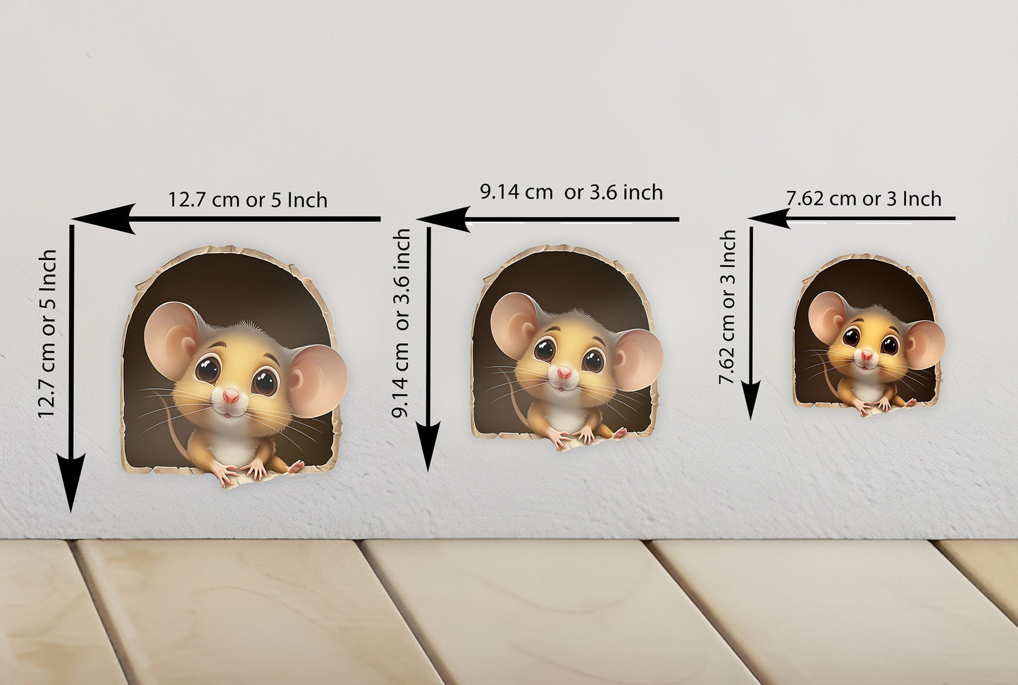 3D Mouse Wall Sticker, Cute mouse Wall Decal, Skirting Board Sticker, Cartoon Mouse, Funny Kitchen Decal, Bedroom Decal Peel and stick A83