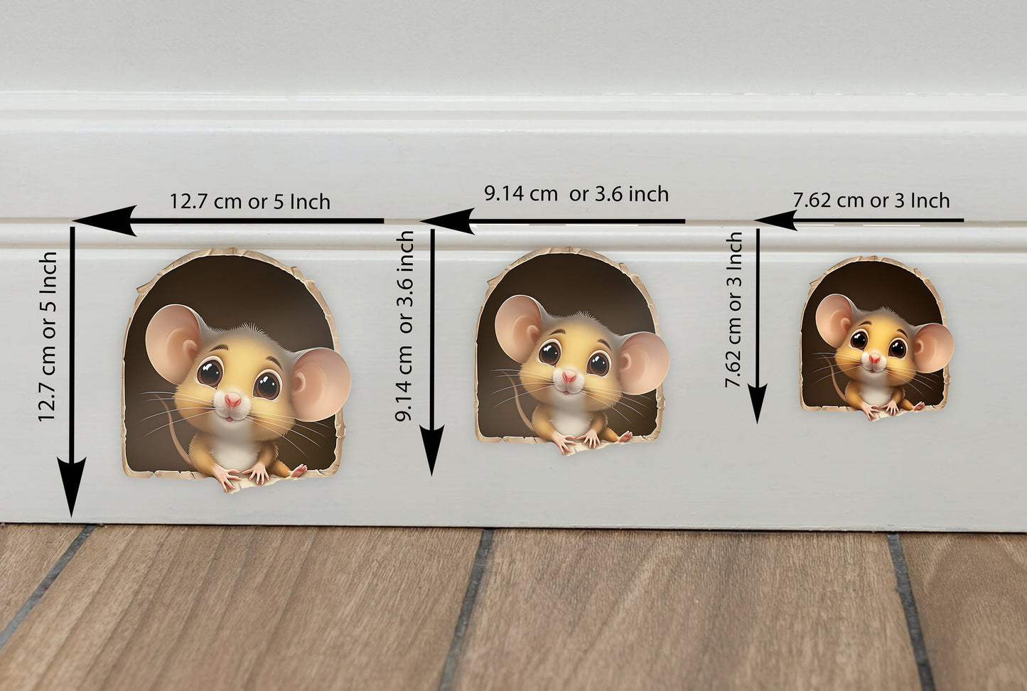 3D Mouse Wall Sticker, Cute mouse Wall Decal, Skirting Board Sticker, Cartoon Mouse, Funny Kitchen Decal, Bedroom Decal Peel and stick A83