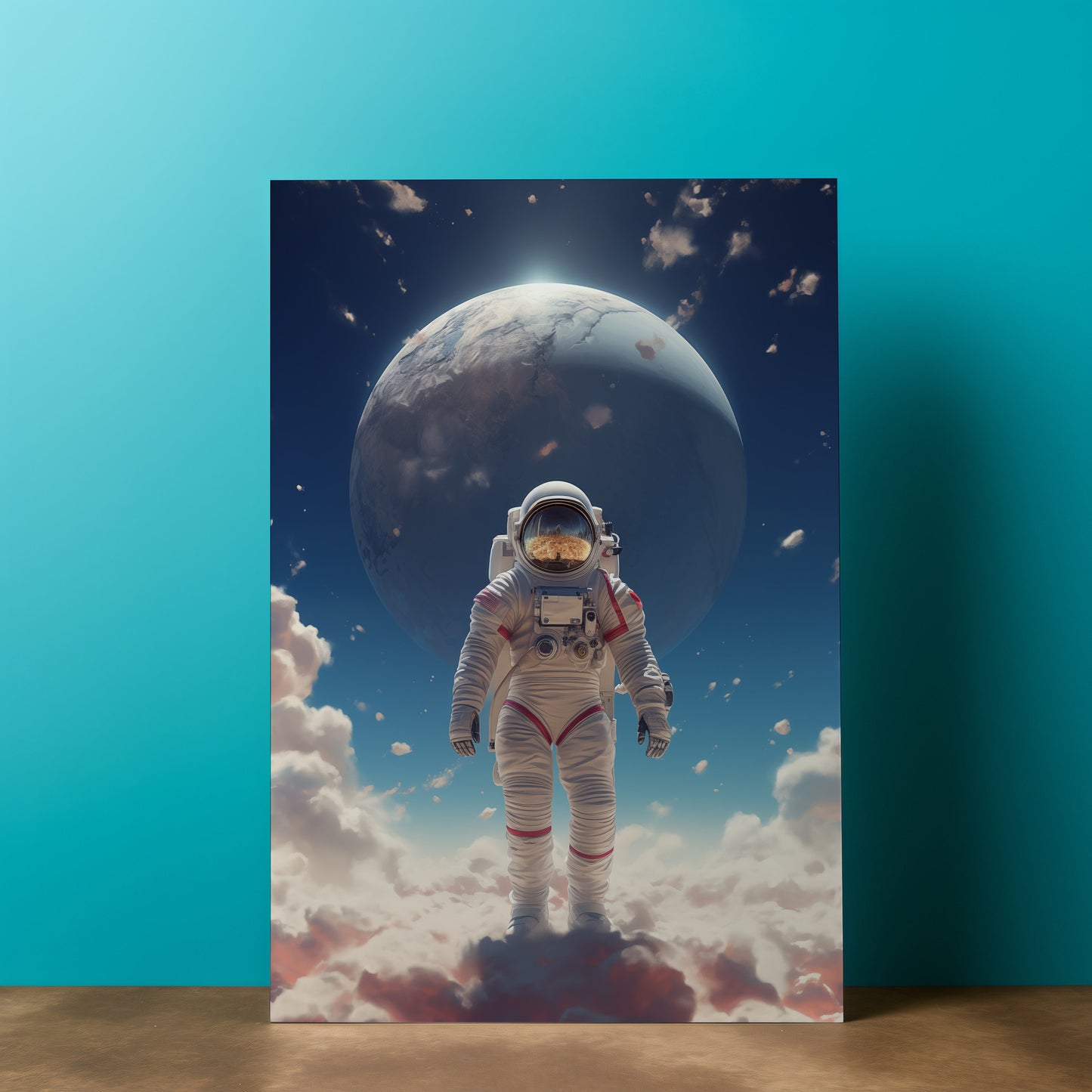 Astronaut on a Planet Background, Space, Huge Canvas Home Decor, Astronaut Painting, Space Poster, Astronaut Modern Art, Space Canvas H32