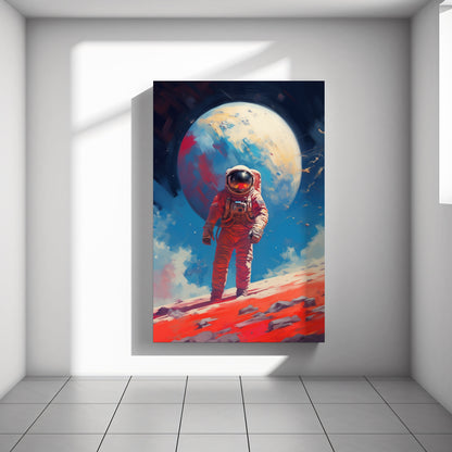 Astronaut on a Planet Background, Space, Huge Canvas Home Decor, Astronaut Painting, Space Poster, Astronaut Modern Art, Space Canvas H45