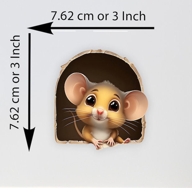 3D Mouse Wall Sticker, Cute mouse Wall Decal, Skirting Board Sticker, Cartoon Mouse, Funny Kitchen Decal, Bedroom Decal Peel and stick A83