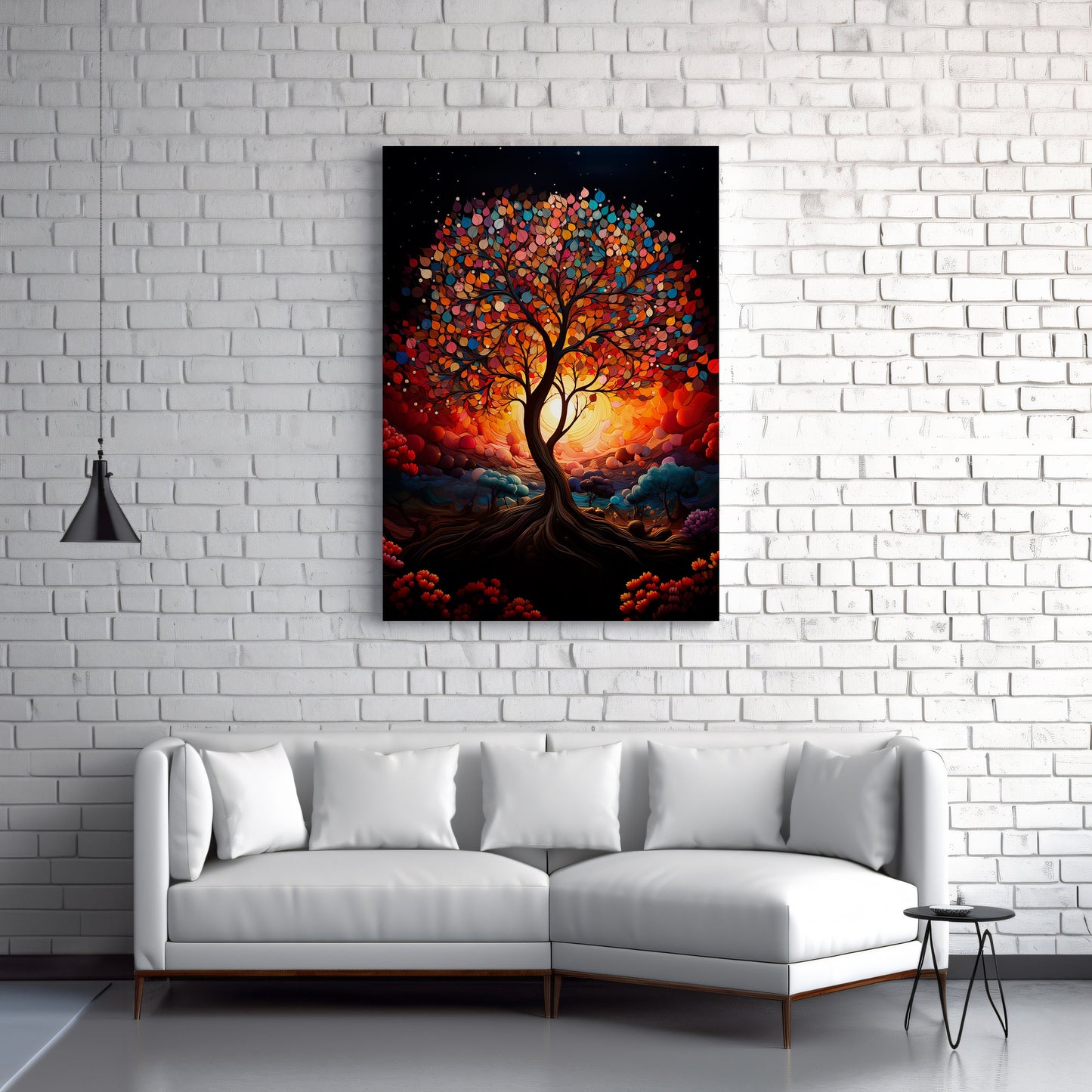 Abstract Tree, Beautiful Rainbow Tree of Life, Colourful Wall Art, Vibrant Expressionism Art, Paint Splatter Tree Canvas Print Z76