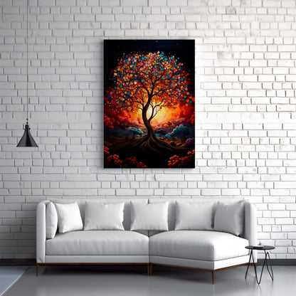 Abstract Tree, Beautiful Rainbow Tree of Life, Colourful Wall Art, Vibrant Expressionism Art, Paint Splatter Tree Canvas Print Z76