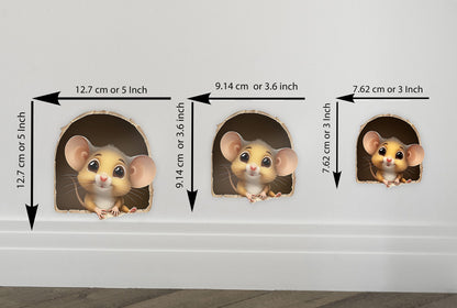 3D Mouse Wall Sticker, Cute mouse Wall Decal, Skirting Board Sticker, Cartoon Mouse, Funny Kitchen Decal, Bedroom Decal Peel and stick A83