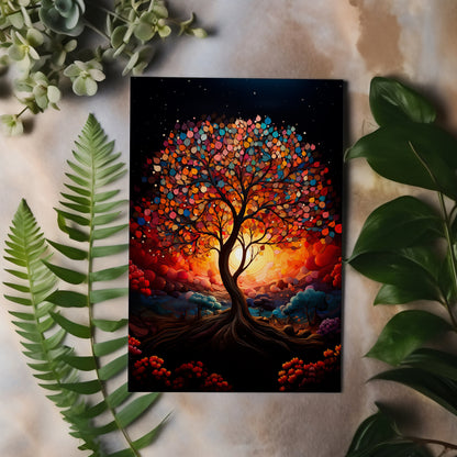 Abstract Tree, Beautiful Rainbow Tree of Life, Colourful Wall Art, Vibrant Expressionism Art, Paint Splatter Tree Canvas Print Z76