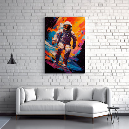 Astronaut Fly In Outer Space, Large Canvas Home Decor, Bright Splashes of Paint, Astronaut Poster, Space Poster, Astronaut Wall Art H48