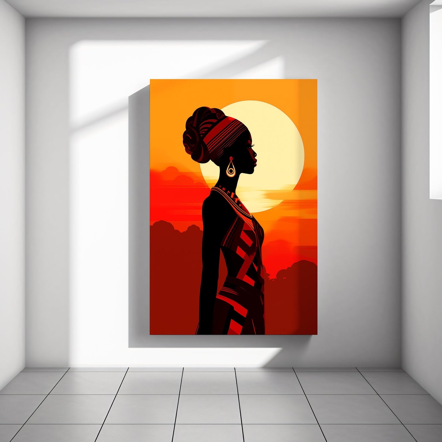 African Woman Canvas Wall Art, Black Woman Canvas Print, African Art, Afrocentric wall decor, Poster Wall Decor, African Sunset Art E55
