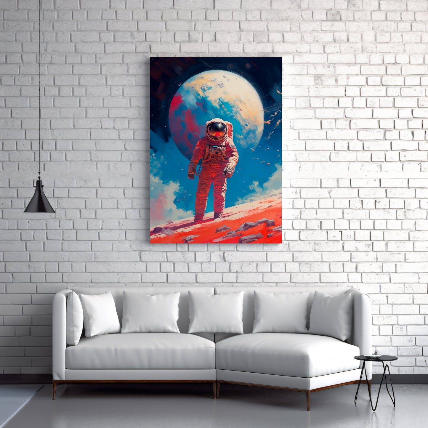 Astronaut on a Planet Background, Space, Huge Canvas Home Decor, Astronaut Painting, Space Poster, Astronaut Modern Art, Space Canvas H45