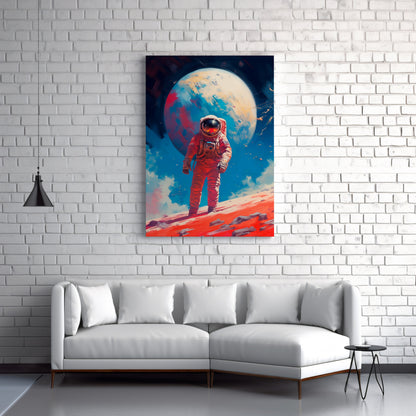 Astronaut on a Planet Background, Space, Huge Canvas Home Decor, Astronaut Painting, Space Poster, Astronaut Modern Art, Space Canvas H45