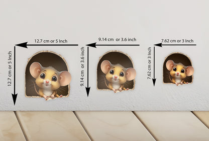 3D Mouse Wall Sticker, Cute mouse Wall Decal, Skirting Board Sticker, Cartoon Mouse, Funny Kitchen Decal, Bedroom Decal Peel and stick A83