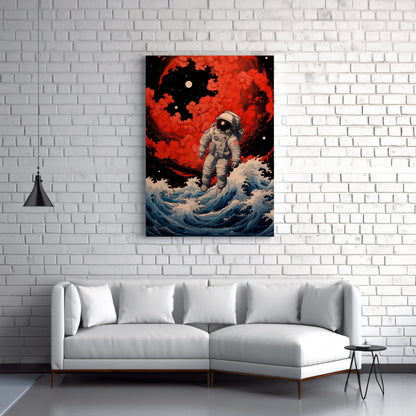 Astronaut Japanese style, Ukiyo-e Art, Huge Canvas Home Decor, Astronaut Painting, Space Poster, Astronaut Modern Art, Astronomy Poster H38